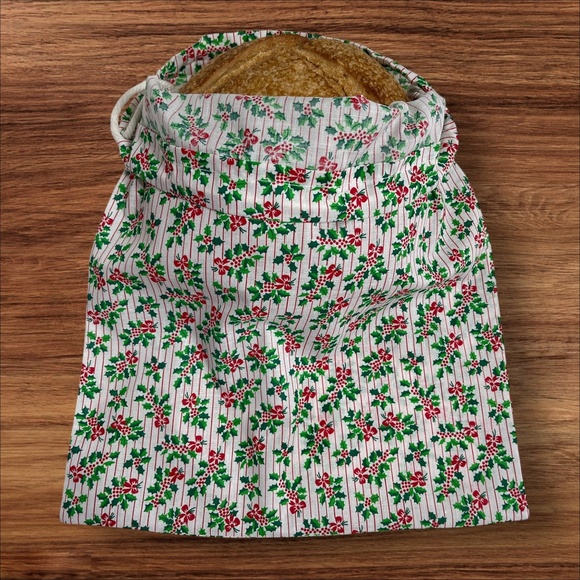 Christmas Holly Cotton Linen Bread Bag, Sourdough Bread Keeper, Gift Bag Bread - Picture 2 of 5